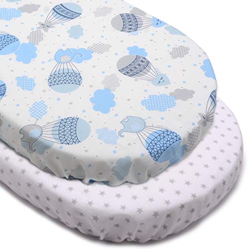 PEKITAS Lot Von 2 Spannbettlaken 75x33cm/72x32cm/80x40cm für Beistellbett Stubenwagen Wiegen Kinderwagen Babywaagen Kuschelweich Oval Babymatratze Julius Zöllner, Träumeland, Alvi, FabiMax von PEKITAS