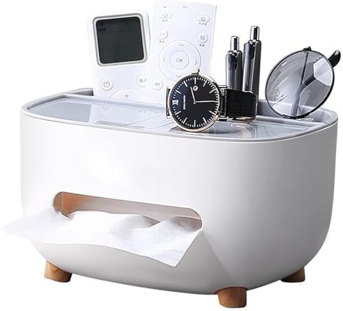 Multifunktionale Tissue Box, Rechteckiger Tissue Box Halter mit Organizer, Stift Halter, Fernbedienung Halter, Mehrzweck Aufbewahrungsbox für Tissue, Fernbedienungen von PEKJDS