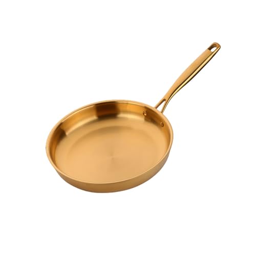 304 Edelstahl 28CM Bratpfanne Hochwertige Pfanne Gebratenes Steak Antihaft-Pfanne Allzweck-Induktionsherd Wok-Kochgeschirr,Gold von PEKMAR