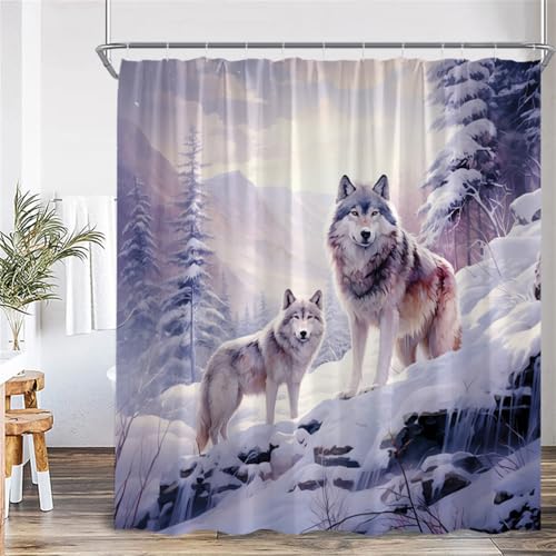 PEKMAR Duschvorhänge Winterlandschaft Wandbehang Polyestergewebe Badezimmervorhang Dekorativ, 230AM, 150x180cm, 60x70in von PEKMAR