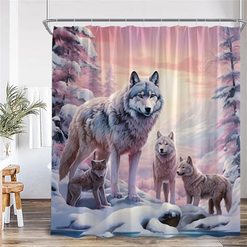 PEKMAR Duschvorhänge Winterlandschaft Wandbehang Polyestergewebe Badezimmervorhang Dekorativ, 447AM, 200x180cm, 78x70in von PEKMAR