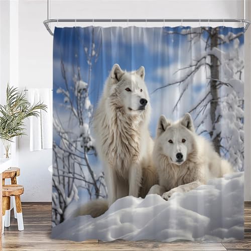 PEKMAR Duschvorhänge Winterlandschaft Wandbehang Polyestergewebe Badezimmervorhang Dekorativ, 829AM, 180x210cm, 70x83in von PEKMAR