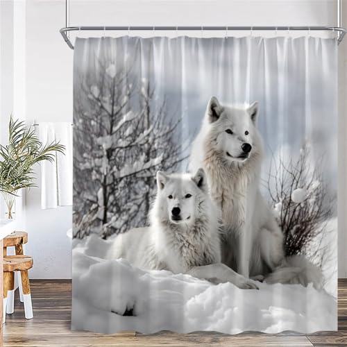 PEKMAR Duschvorhänge Winterlandschaft Wandbehang Polyestergewebe Badezimmervorhang Dekorativ, 830AM, 220x180cm, 86x70in von PEKMAR