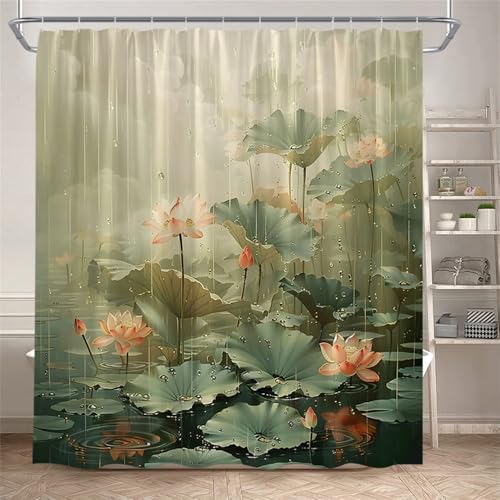 PEKMAR Duschvorhänge im Stil Blumen Pflanzen Landschaft Home Badezimmer Dekor Badvorhang mit Haken, 1102AT, 120 x 180 cm, 47 x 70 Zoll von PEKMAR