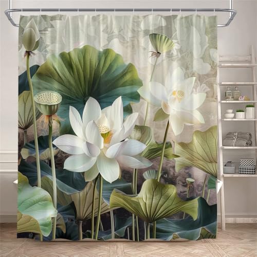 PEKMAR Duschvorhänge im Stil Blumen Pflanzen Landschaft Home Badezimmer Dekor Badvorhang mit Haken, 558MC, 180 x 210 cm, 70 x 83 Zoll von PEKMAR
