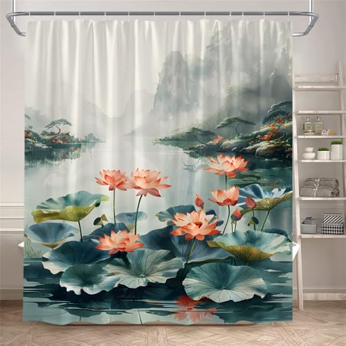 PEKMAR Duschvorhänge im Stil Blumen Pflanzen Landschaft Home Badezimmer Dekor Badvorhang mit Haken, 7891AM, 180 x 180 cm, 70 x 70 Zoll von PEKMAR
