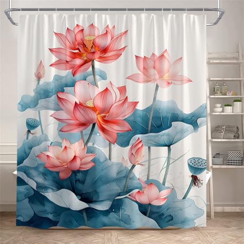 PEKMAR Duschvorhänge im Stil Blumen Pflanzen Landschaft Home Badezimmer Dekor Badvorhang mit Haken, 7906AM, 120 x 180 cm, 47 x 70 Zoll von PEKMAR