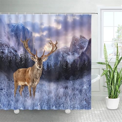 PEKMAR Duschvorhänge mit Skimotiven, Seilbahn auf einem Skigebiet mit Kiefernwald in verschneiten Bergen, Stoff-Badevorhang-Set, 3397AG, 180 x 200 cm, 70 x 78 Zoll PEKMAR Duschvorhänge mit Skimotiven, Seilbahn auf einem Skigebiet mit Kiefernwald in verschneiten Bergen, Stoff-Badevorhang-Set, 3397AG, 180 x 200 cm, 70 x 78 Zoll von PEKMAR