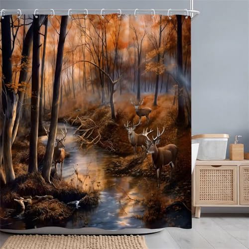 PEKMAR Duschvorhang Rustikaler Polyesterstoff Duschvorhänge Badezimmerdekor mit Haken, 434AL, 180 x 180 cm von PEKMAR