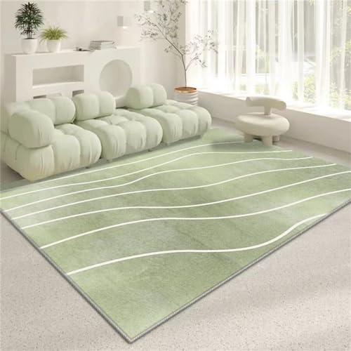 PEKMAR Grüner Teppich für Wohnzimmer mit saugfähigem, rutschfestem Couchtisch-Teppich, schmutzabweisendem Samtteppich, 7.120 x 200 cm von PEKMAR