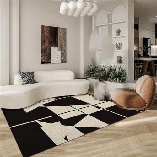 PEKMAR Licht Wohnzimmer voller Teppich Bodenmatte gestreift schwarz und weiß Sofa Couchtisch Teppich Schlafzimmer dekorativer Teppich, 06.500 mm x 800 mm von PEKMAR