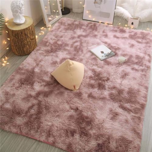 PEKMAR Plüsch-Teppich, dick, für Schlafzimmer, rutschfest, weich, große Teppiche für Wohnzimmer, Langhaar-Teppich, Wohnzimmer-Dekoration, lila rosa, 800 mm x 1600 mm von PEKMAR