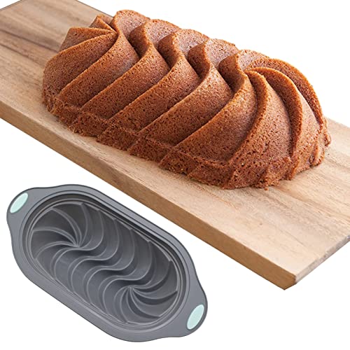 PEKMAR Silikon-Kastenform, Silikon-Brotform - Swirl Design Silikon-Backformen | Leicht zu lösende, spülmaschinenfeste, antihaftbeschichtete Silikon-Kastenform mit metallverstärktem Rahmen von PEKMAR