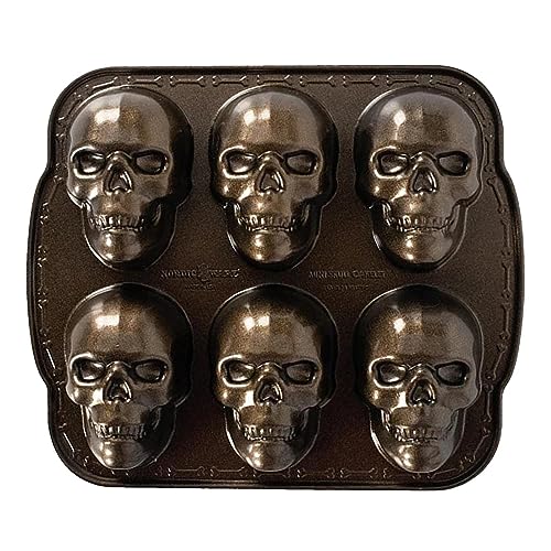 PEKMAR Totenkopf-Kuchenform, Gugelhupfform mit Totenkopfmuster, 3D-Skelett-Halloween-Kuchenform, Totenkopfform zum Backen, tragbare Kuchenform von PEKMAR