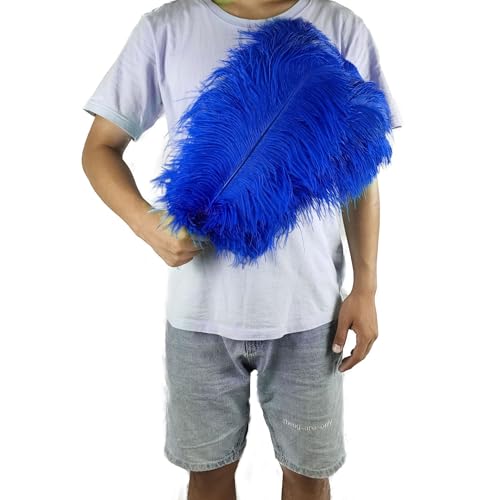 PEKNUX 2 Stück 45–50 cm Große Bunte Straußenfedern, Tischblumendekoration, Straußenfedern, Saphirblau von PEKNUX