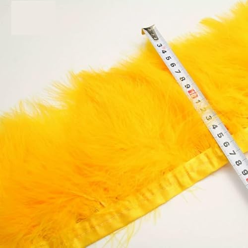 PEKNUX 2M DIY Feder Gänsefeder Stoffstreifen Spitzenkante Federrock Hochzeitskleid Dekoration Voller Samtrand Golden von PEKNUX