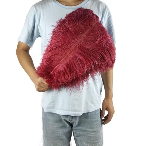 PEKNUX 2 Stück 45-50 cm Bunte Große Federn Straußenfedern Tischblumendekoration Straußenfedern Weinrot von PEKNUX