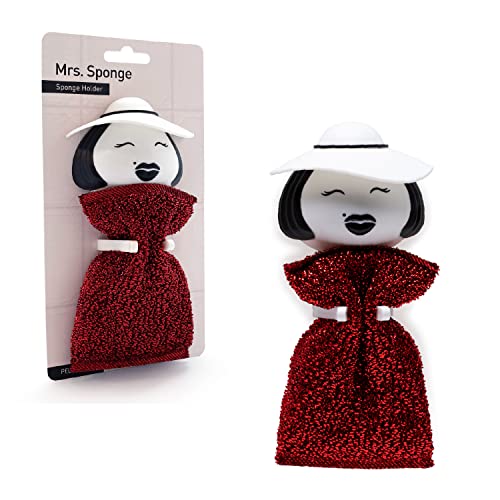 PELEG DESIGN - Schwammhalter Mrs. Sponge | Lustige Halterung für Schwämme | Abtropfgestell | Küchen Organizer | Halterung mit Saugnapf für Küche & Badezimmer | Geschenk an Weihnachten, Geburtstag von PELEG DESIGN