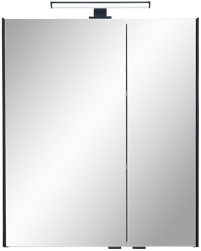 Saphir Badezimmerspiegelschrank Quickset 395 Badschrank, 2 Spiegeltüren, 2 Einlegeböden, 60 cm breit inkl. LED-Beleuchtung, Türdämpfer, Schalter-/Steckdosenkombination von Saphir