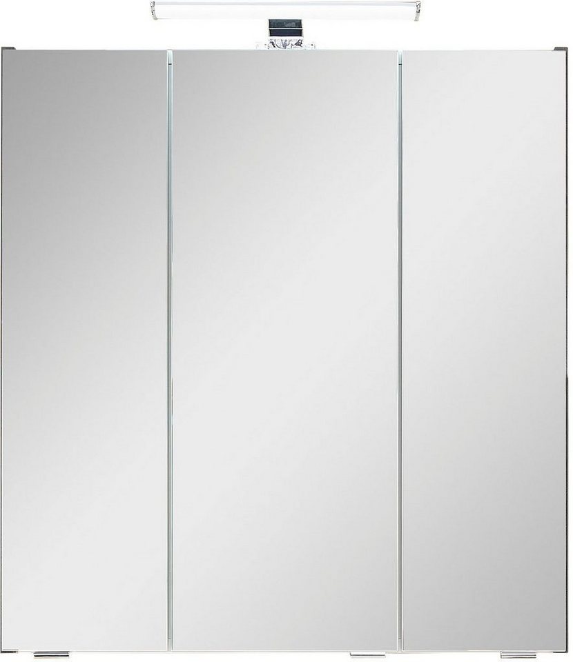 Saphir Badezimmerspiegelschrank Quickset 945 Badschrank, 3 Spiegeltüren, 6 Einlegeböden, 65 cm breit inkl. LED-Beleuchtung, Türdämpfer, Schalter-/Steckdosenkombination von Saphir