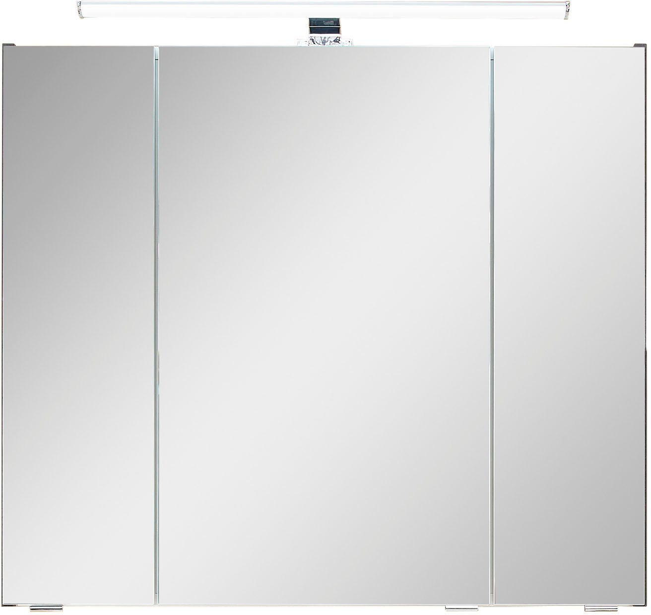 Saphir Badezimmerspiegelschrank Quickset 945 Badschrank, 3 Spiegeltüren, 6 Einlegeböden, 80 cm breit inkl. LED-Beleuchtung, Türdämpfer, Schalter-/Steckdosenkombination von Saphir