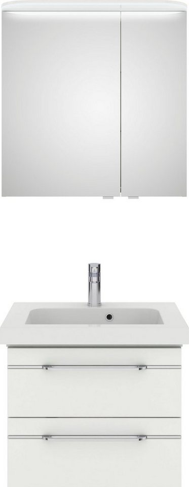 Saphir Badmöbel-Set Balto Sprint 2-teilig, Mineralmarmor-Waschtisch mit LED-Spiegelschrank, (2-St), Badezimmer Set inkl. Türdämpfer, 70 cm breit, 2 Türen, 2 Schubladen von Saphir