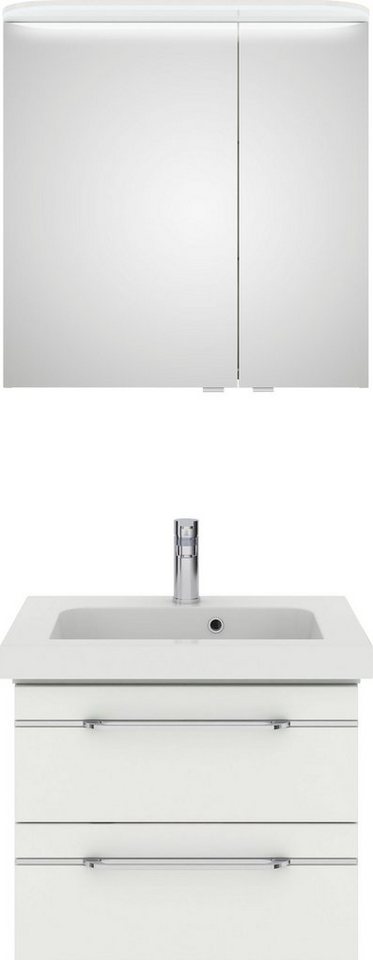 Saphir Badmöbel-Set Balto Sprint 2-teilig, Mineralmarmor-Waschtisch mit LED-Spiegelschrank, (2-St), Badezimmer Set inkl. Türdämpfer, 70 cm breit, 2 Türen, 2 Schubladen von Saphir