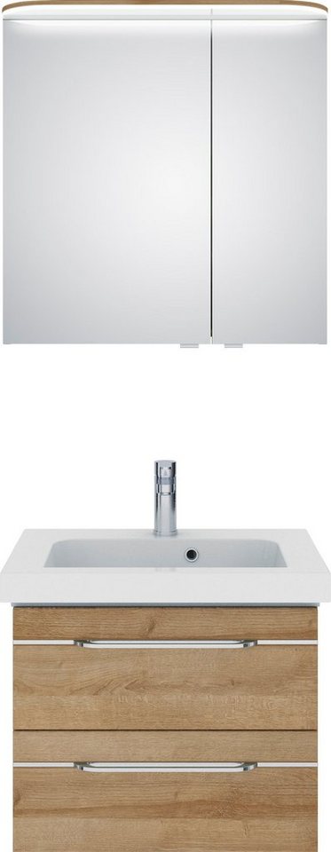 Saphir Badmöbel-Set Balto Sprint 2-teilig, Mineralmarmor-Waschtisch mit LED-Spiegelschrank, (2-St), Badezimmer Set inkl. Türdämpfer, 70 cm breit, 2 Türen, 2 Schubladen von Saphir