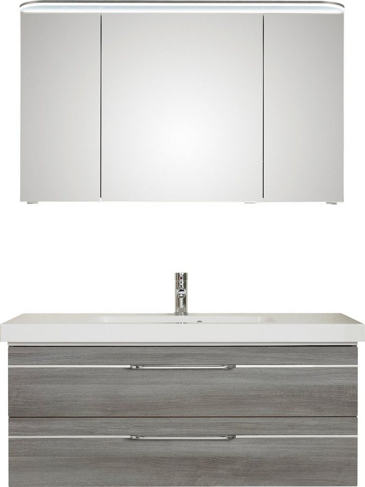 Saphir Badmöbel-Set Balto Sprint 2-teilig, Mineralmarmor-Waschtisch mit LED-Spiegelschrank, (2-St), Badezimmer Set inkl. Türdämpfer, 3 Türen, 2 Schubladen von Saphir