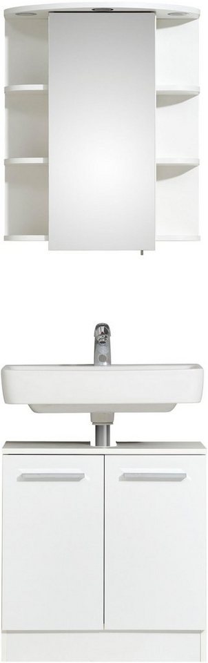 Saphir Badmöbel-Set Quickset 335 2-teilig, Waschbeckenunterschrank mit LED-Spiegelschrank, (2-St), 3 Türen, seitliche Ablagefächer, ohne Waschbecken, Waschplatz von Saphir