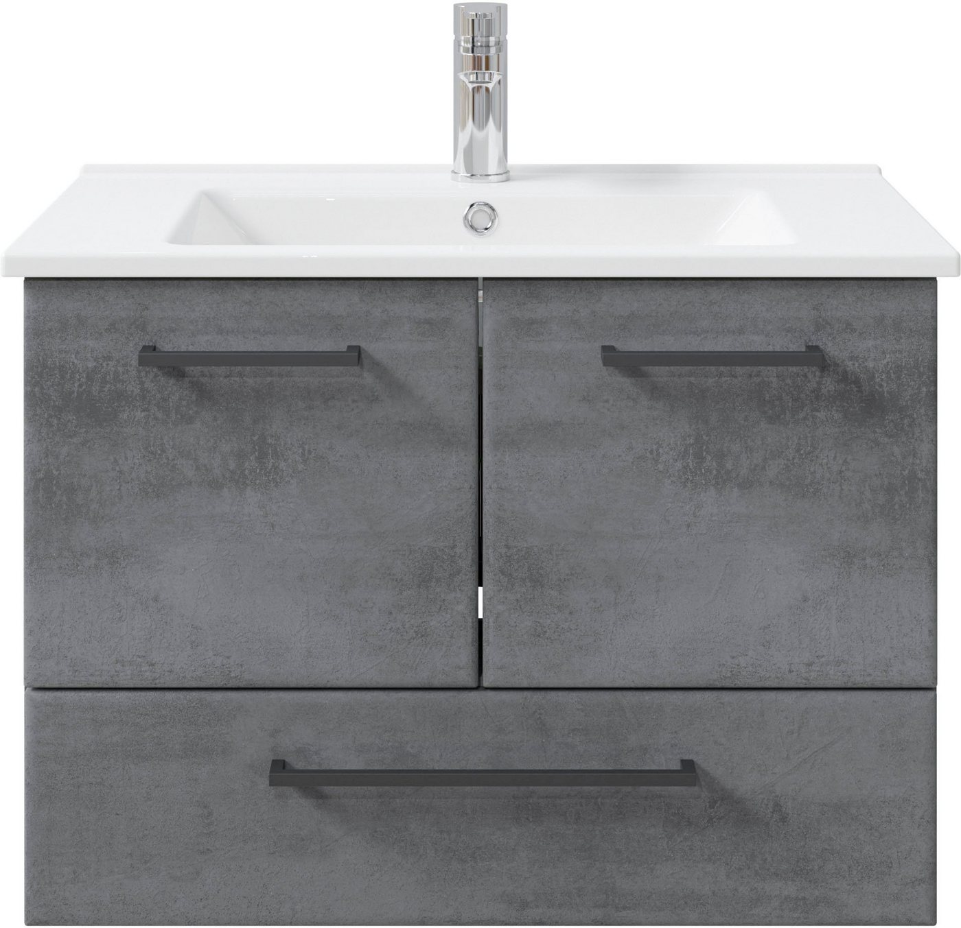 Saphir Badmöbel-Set Quickset 945 Keramik-Waschtisch mit Unterschrank, 75 cm breit, (1-St), Waschplatz, 2 Türen, 1 Schublade, inkl. Türdämpfer, Waschtisch Set von Saphir