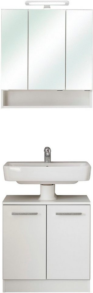 Saphir Badmöbel-Set Quickset 953 2-teilig, Waschbeckenunterschrank und LED-Spiegelschrank, (Set), in Weiß Glanz, Badmöbel inkl. Türdämpfer, ohne Waschbecken, 5 Türen von Saphir