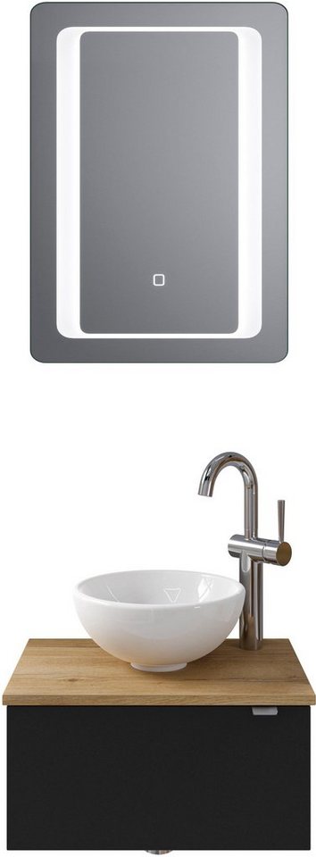 Saphir Badmöbel-Set Serie 6915, (4-St), Gäste-Bad, 51 cm breit, mit LED-Spiegel und 1 Tür von Saphir