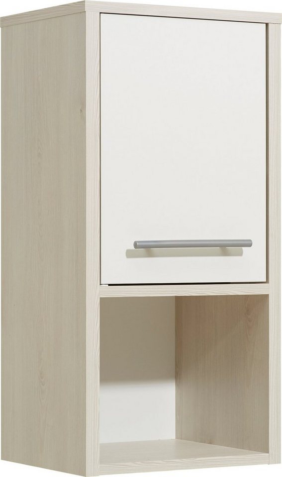 Saphir Hängeschrank Quickset 350 Badschrank 33 cm breit, 1 Tür, 1 Nische, 1 Einlegeboden (1-St) Badezimmer-Hängeschrank in Pinie Ida Hell mit Griffe alufarbig von Saphir