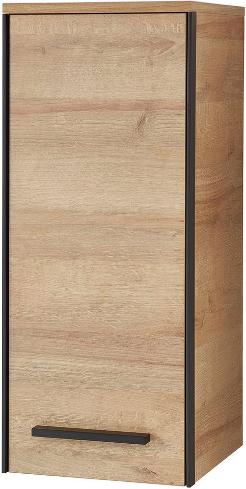 Saphir Hängeschrank Quickset 395 Wand-Badschrank 30 cm breit mit 1 Tür und 2 Einlegeböden Badezimmer-Hängeschrank inkl. Türdämpfer, Griffe in Schwarz von Saphir