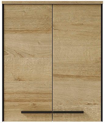 Saphir Hängeschrank Quickset 395 Badschrank 60,4 cm breit mit 2 Türen und 2 Einlegeböden Badezimmer-Hängeschrank inkl. Türdämpfer, Griffe in Schwarz von Saphir