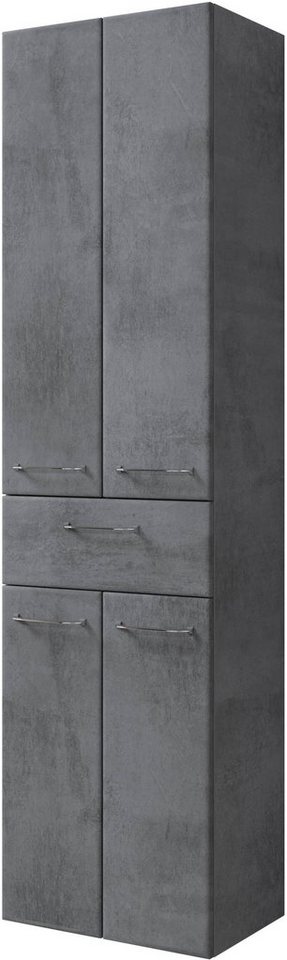 Saphir Hochschrank Quickset 945 Badschrank, 50 cm breit, 4 Türen, 1 Schublade Badezimmer-Hochschrank inkl. Türdämpfer, Griffe in Chrom glänzend von Saphir