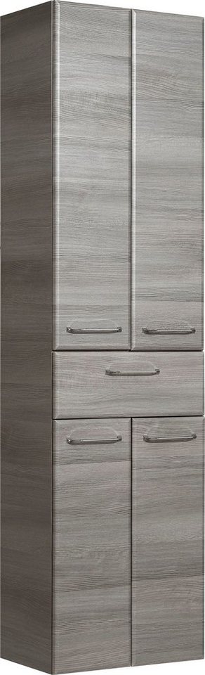 Saphir Hochschrank Quickset Badschrank 50 cm breit, 4 Türen, 1 Schublade, 3 Einlegeböden Badezimmer-Hochschrank inkl. Türdämpfer, Griffe in Chrom glänzend von Saphir