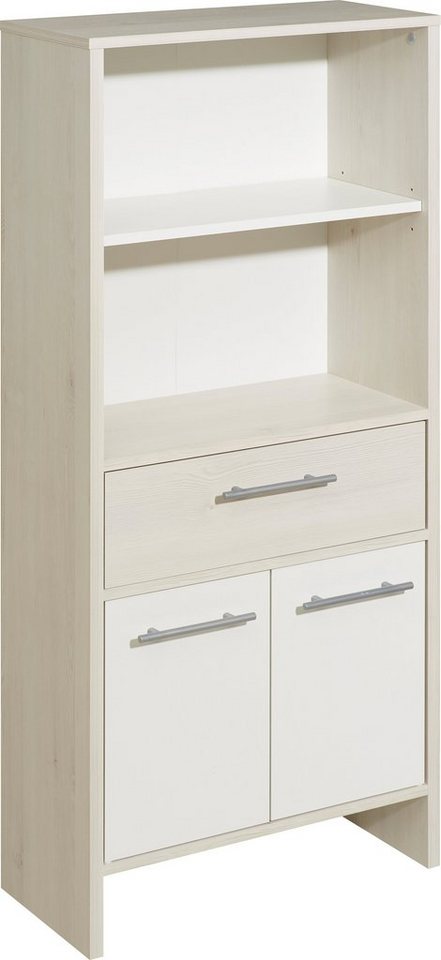 Saphir Midischrank Quickset 350 Badschrank 62 cm breit, 2 Türen, 1 Schublade, 2 Fächer (1-St) Badezimmer-Midischrank Pinie Ida hell, Griffe alufarbig von Saphir