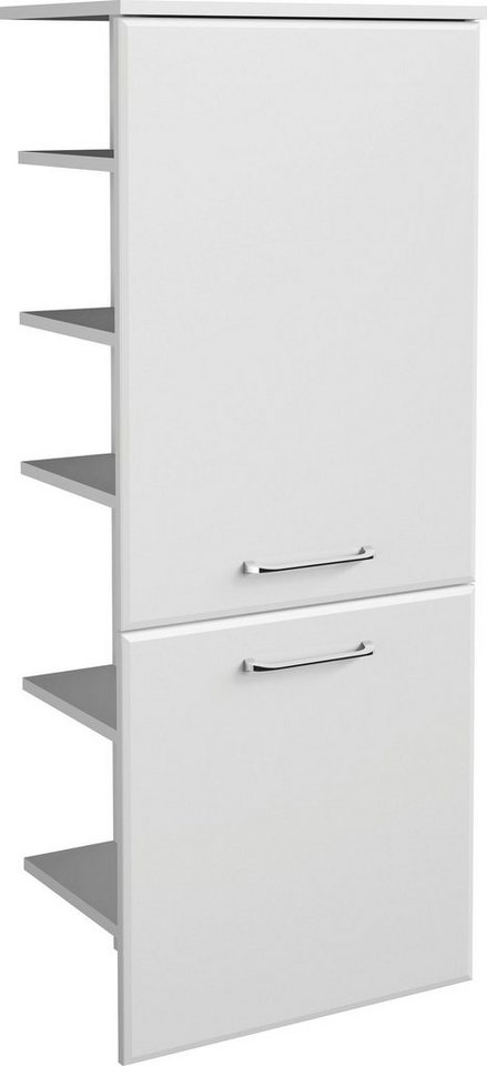 Saphir Midischrank Quickset Badschrank 50 cm breit, 2 Türen, seitliche Ablagen Badezimmer-Midischrank inkl. Türdämpfer, Griffe in Chrom glänzend von Saphir