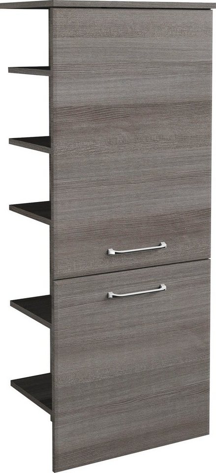 Saphir Midischrank Quickset Badschrank 50 cm breit, 2 Türen, seitliche Ablagen Badezimmer-Midischrank inkl. Türdämpfer, Griffe in Chrom glänzend von Saphir