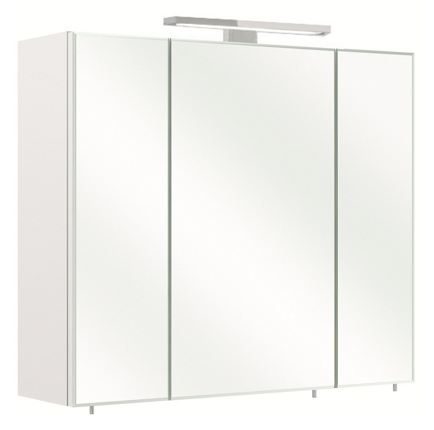 PELIPAL Spiegelschrank GERD, Weiß matt, 3-türig, mit LED-Aufsatzleuchte, Badmöbel, BxHxT 70 x 60 x 20 cm von PELIPAL