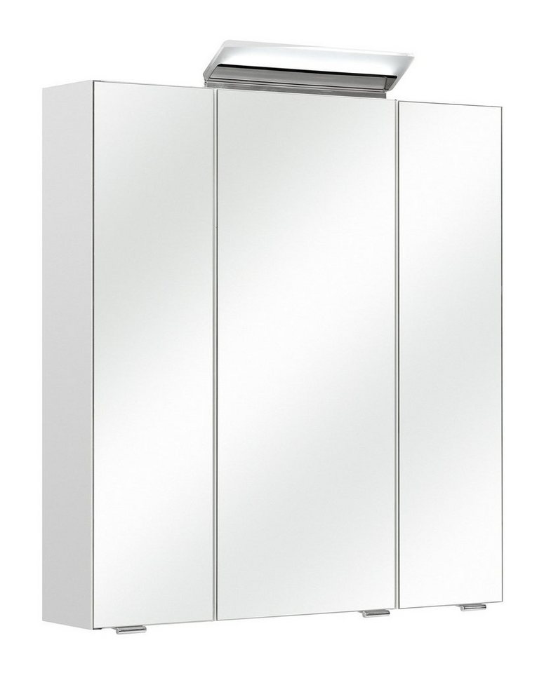 PELIPAL Spiegelschrank ORIA, B 65 x H 70 cm, Weiß Seidenmatt, mit 3 Spiegeltüren, inkl. LED-Beleuchtung von PELIPAL
