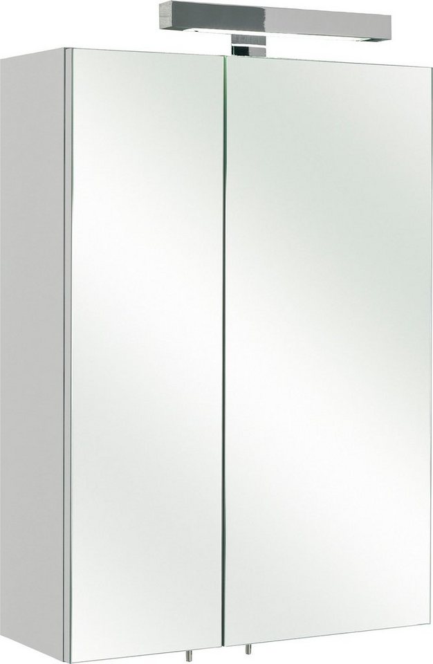 Saphir Spiegelschrank Quickset 311 Badschrank, 2 Spiegeltüren, 2 Einlegeböden, 50 cm breit inkl. LED-Beleuchtung, Schalter-/Steckdosenkombination von Saphir