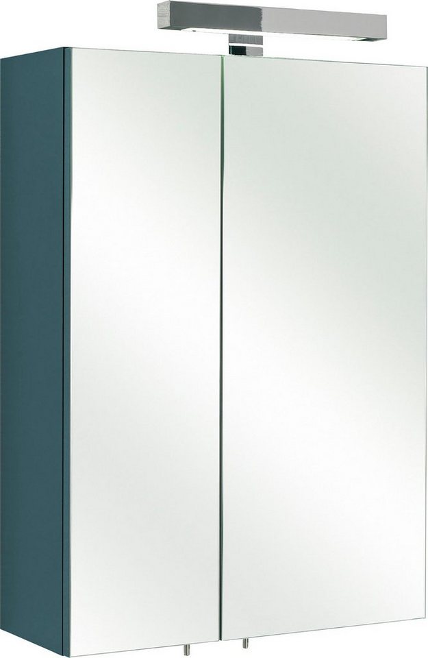 Saphir Spiegelschrank Quickset 311 Badschrank, 2 Spiegeltüren, 2 Einlegeböden, 50 cm breit inkl. LED-Beleuchtung, Türdämpfer, Schalter-/Steckdosenkombination von Saphir