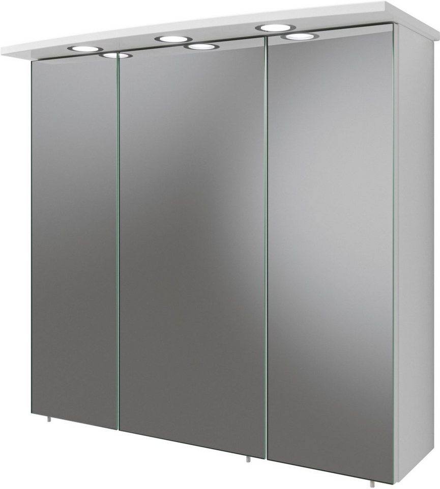 Saphir Spiegelschrank Quickset 316 Badschrank, 3 Spiegeltüren, 6 Einlegeböden, 75 cm breit inkl. LED-Beleuchtung, Türdämpfer, Schalter-/Steckdosenkombination von Saphir