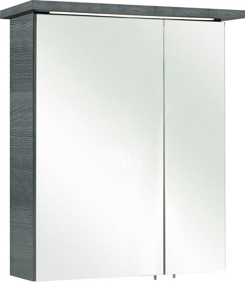 Saphir Spiegelschrank Quickset 328 Badezimmer Spiegelschrank inkl. LED-Beleuchtung, 450LM 60 cm breit, Graphit Struktur quer Nachbildung, inkl. Türdämpfer von Saphir