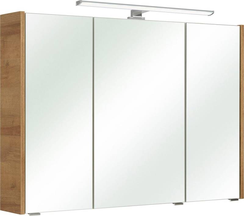 Saphir Spiegelschrank Quickset 362 Badschrank, 3 Spiegeltüren, 6 Einlegeböden, 100 cm breit inkl. LED-Beleuchtung, Türdämpfer, Schalter-/Steckdosenkombination von Saphir