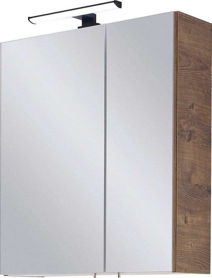 Saphir Spiegelschrank Quickset 374 Badschrank, 2 Spiegeltüren, 2 Einlegeböden, 60 cm breit inkl. LED-Beleuchtung, Türdämpfer, Schalter-/Steckdosenkombination von Saphir
