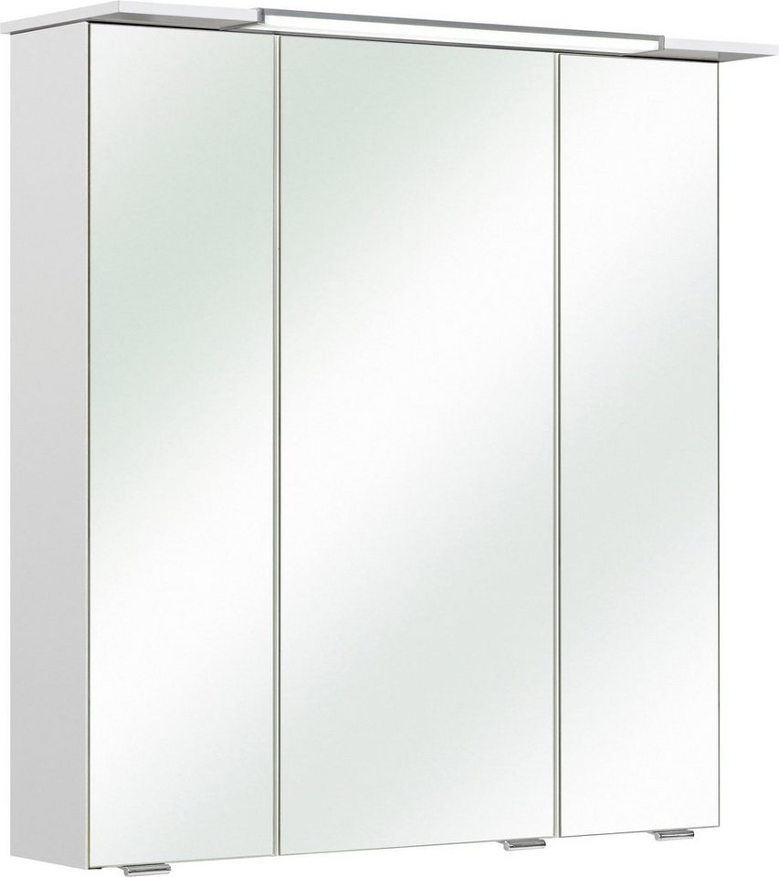 Saphir Spiegelschrank Quickset 376 Badschrank, 3 Spiegeltüren, 6 Einlegeböden, 67 cm breit inkl. LED-Beleuchtung, Türdämpfer, Schalter-/Steckdosenkombination von Saphir